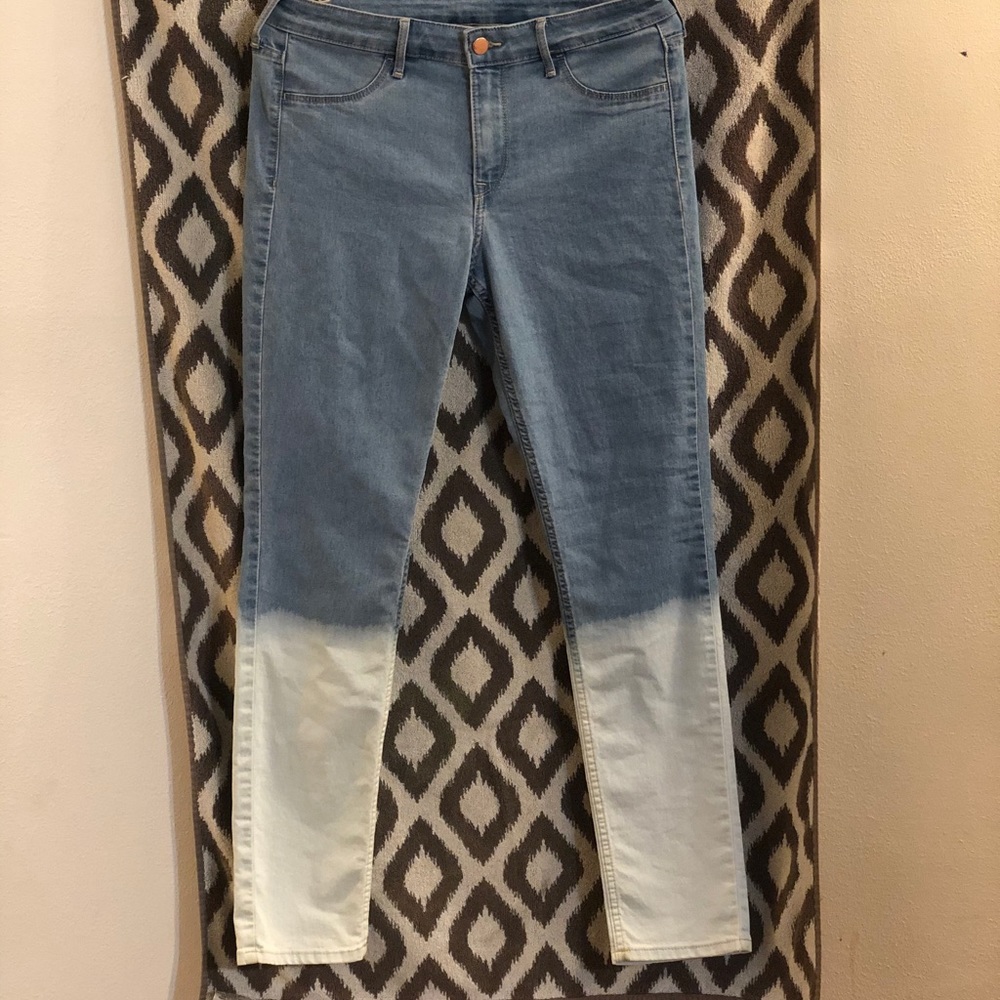 Half white half denim jeans